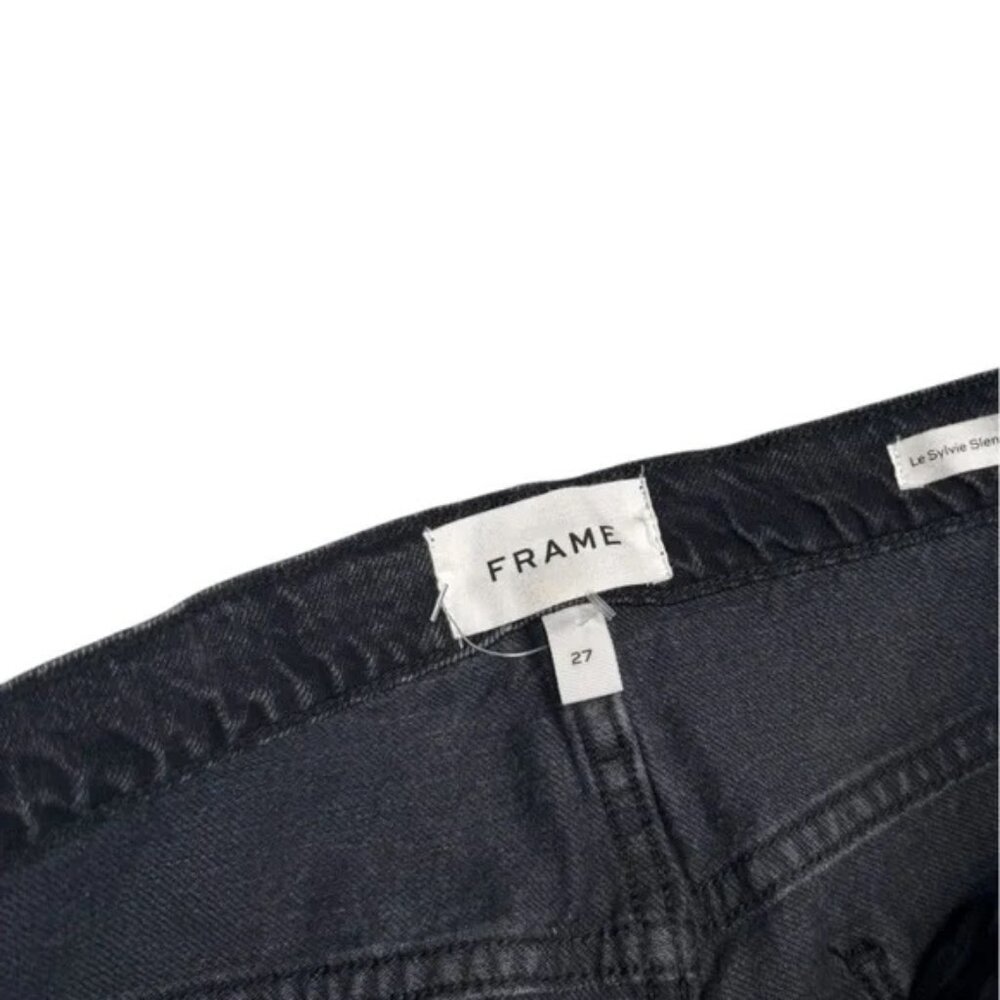 FRAME | le Sylvie Slender Straight in Wilkinson Rips wash Washed Black Jeans 27 - Picture 7 of 7